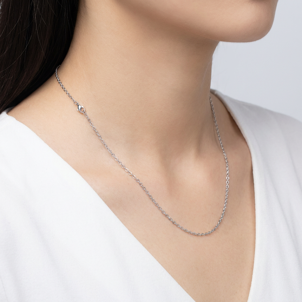 EUM WHITE LABEL 목걸이 체인 6038, 실버체인, 1.5mm, 40+5cm