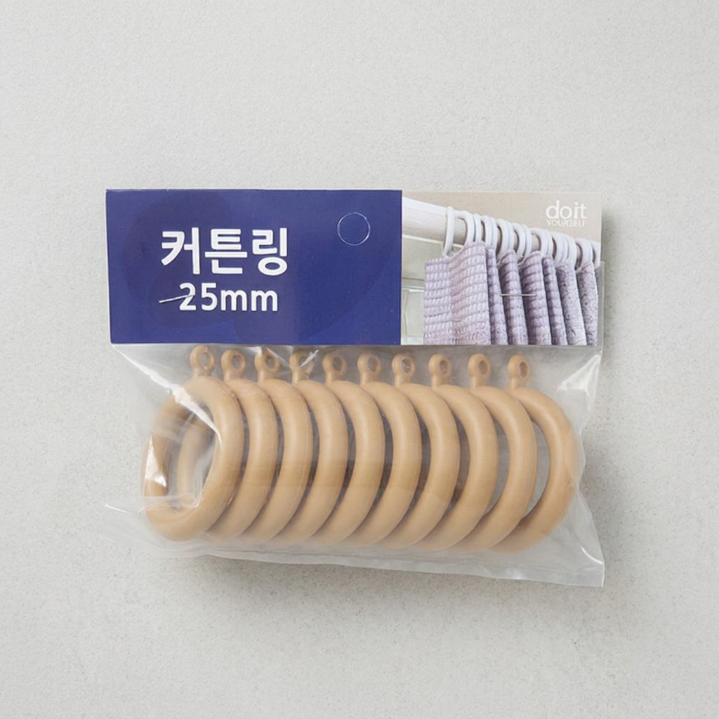 커튼링, 우드색, 25mm, 내경 3.4cm, 10개