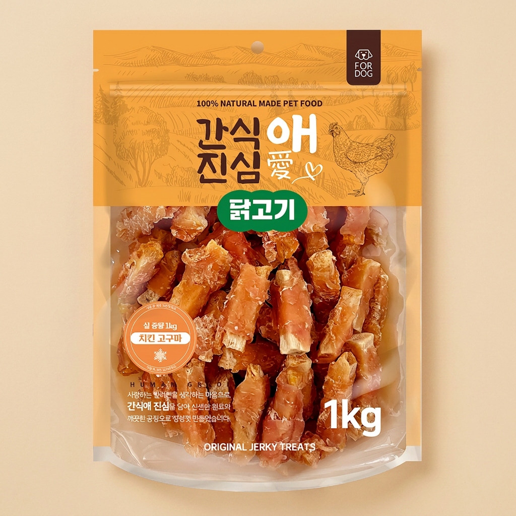 간식애진심 사사미 대용량 육포, 치킨고구마, 1kg, 1개