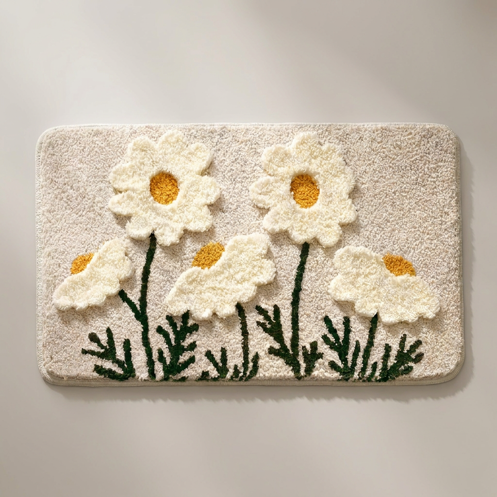 아룸 빨아쓰는 흡수력 좋은 플라워 발매트, 데이지, 40x60cm