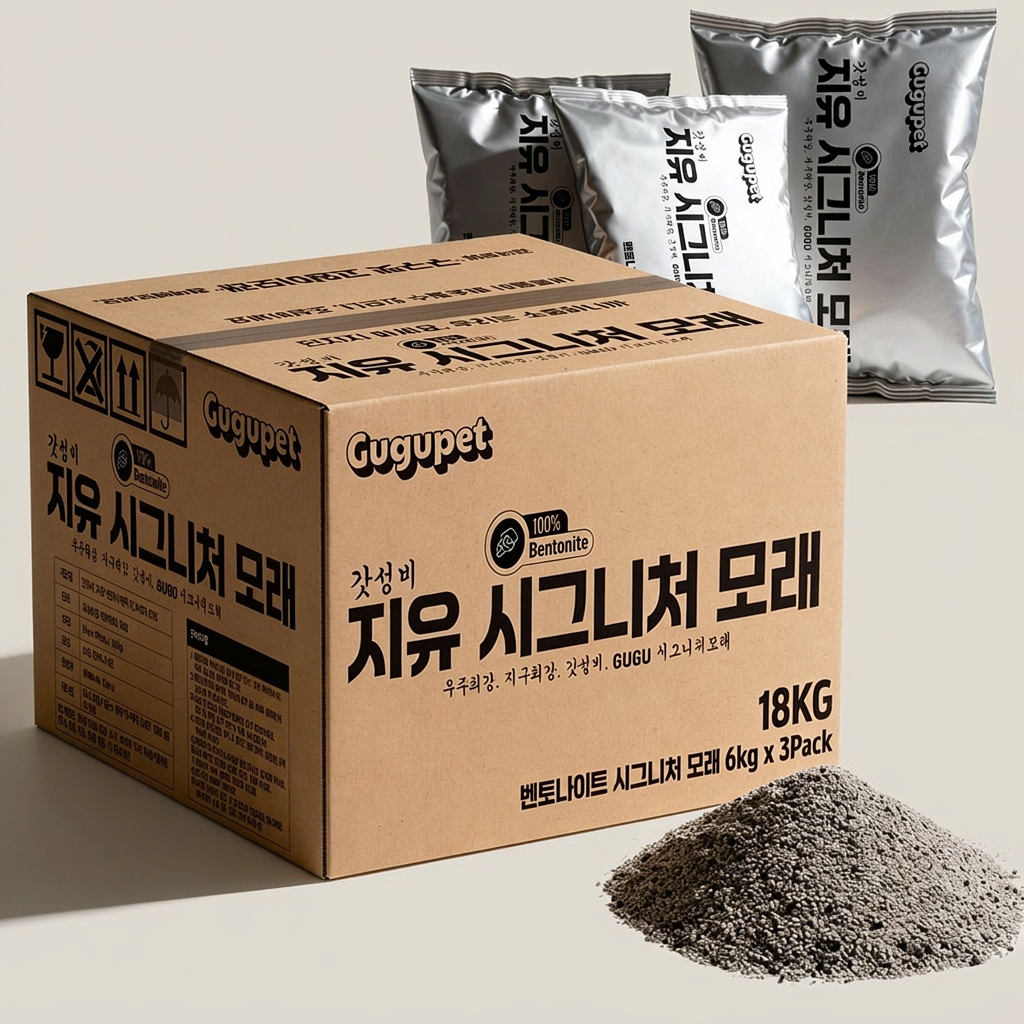 구구펫 시그니처 벤토나이트 고양이 모래, 무향, 6kg, 3개, 18kg, 1개