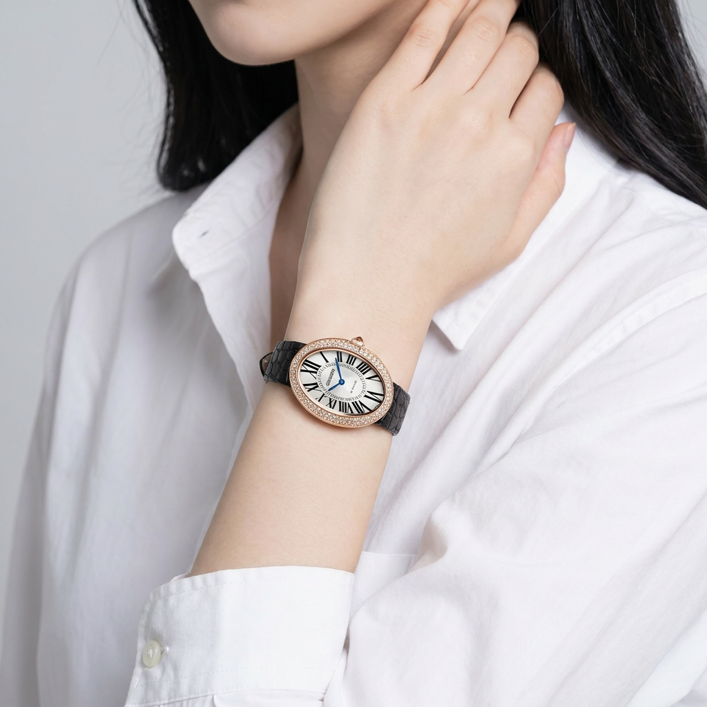 가이거 여성 데일리 가죽 시계 30종, GE1207WT, 1개