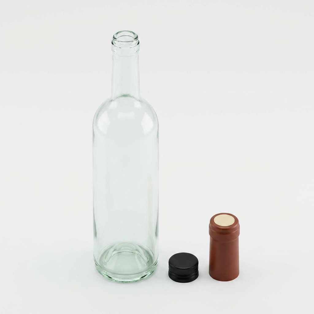 투명 와인병 공병, 스크류 마개, 열수축필름, 500ml, 20개 세트, 1세트