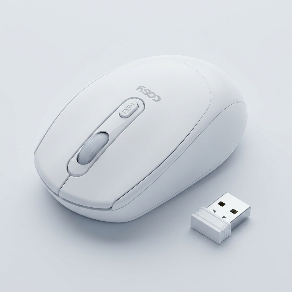 코시 충전식 무소음 블루투스+2.4G 무선 듀얼 마우스, M4141WLBT, 화이트, 1개