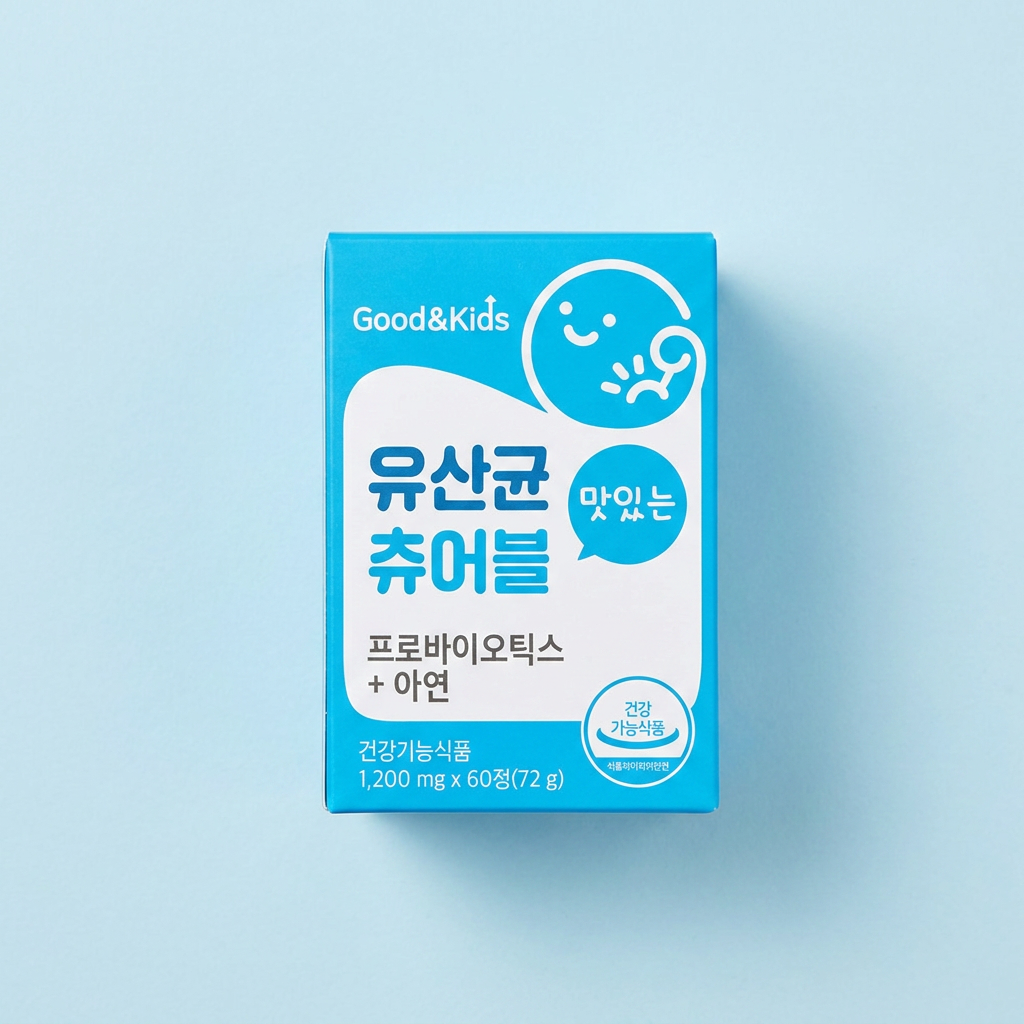 굿앤키즈 유산균 츄어블 프로바이오틱스 아연, 60정, 4박스