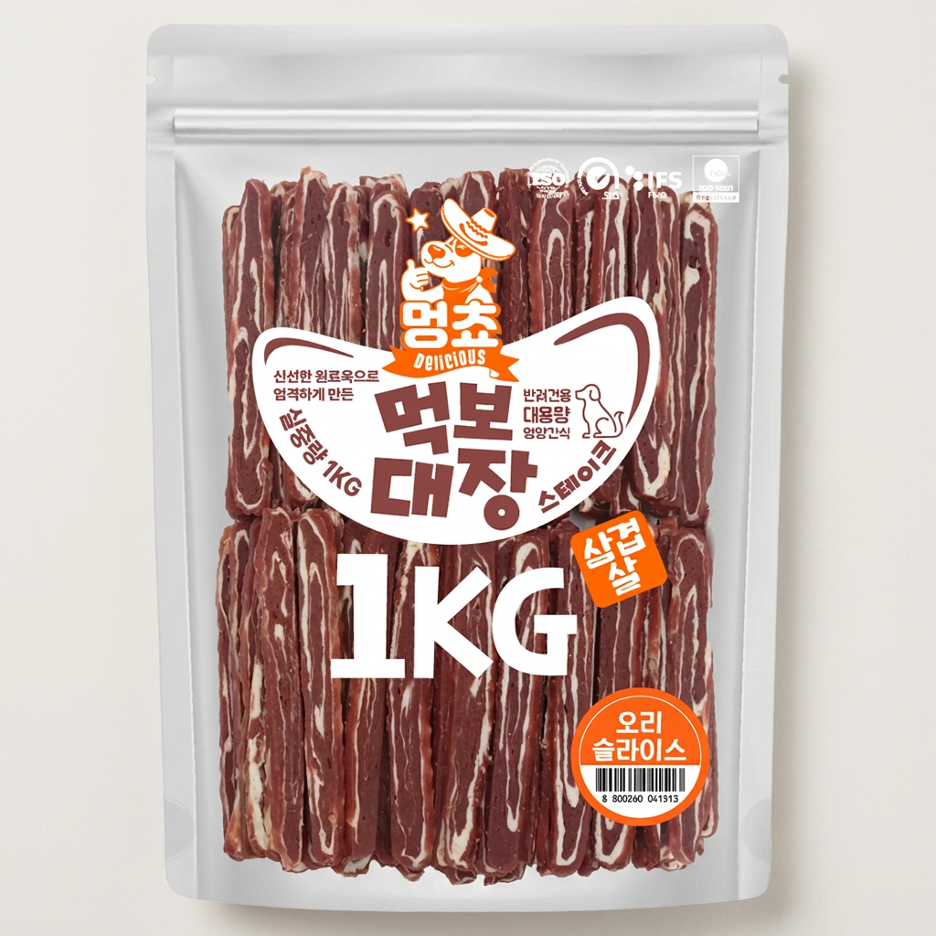 먹보대장 삼겹살스테이크, 오리슬라이스, 1kg, 1개