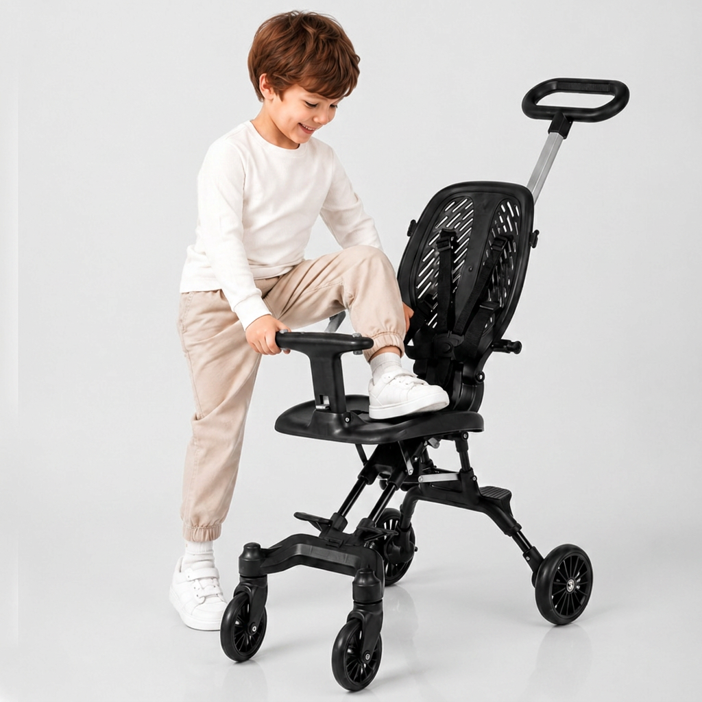 쿨키즈 F1 트라이크 휴대용 유모차, 블랙, 3.7kg, 기내반입, 1개