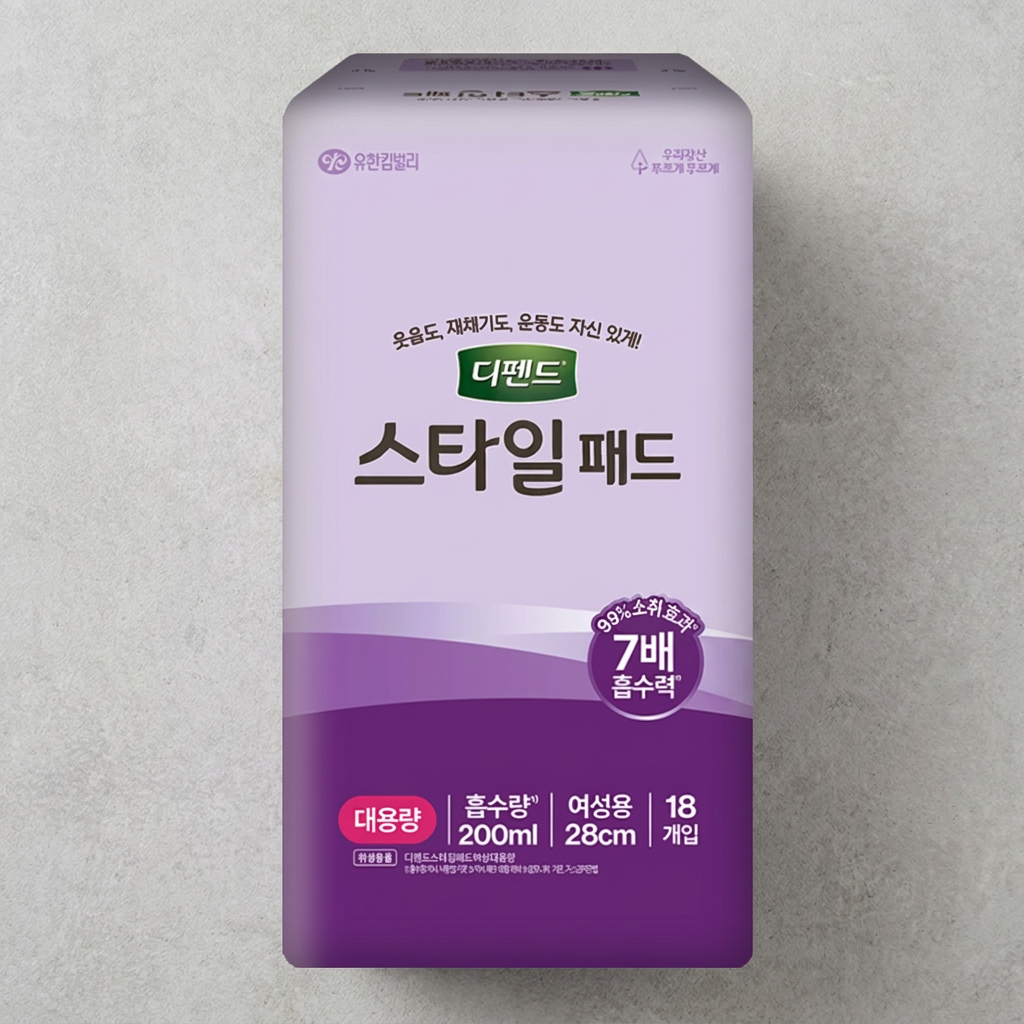 디펜드 스타일 패드, 요실금 전용, 대용량, 18개입, 2팩