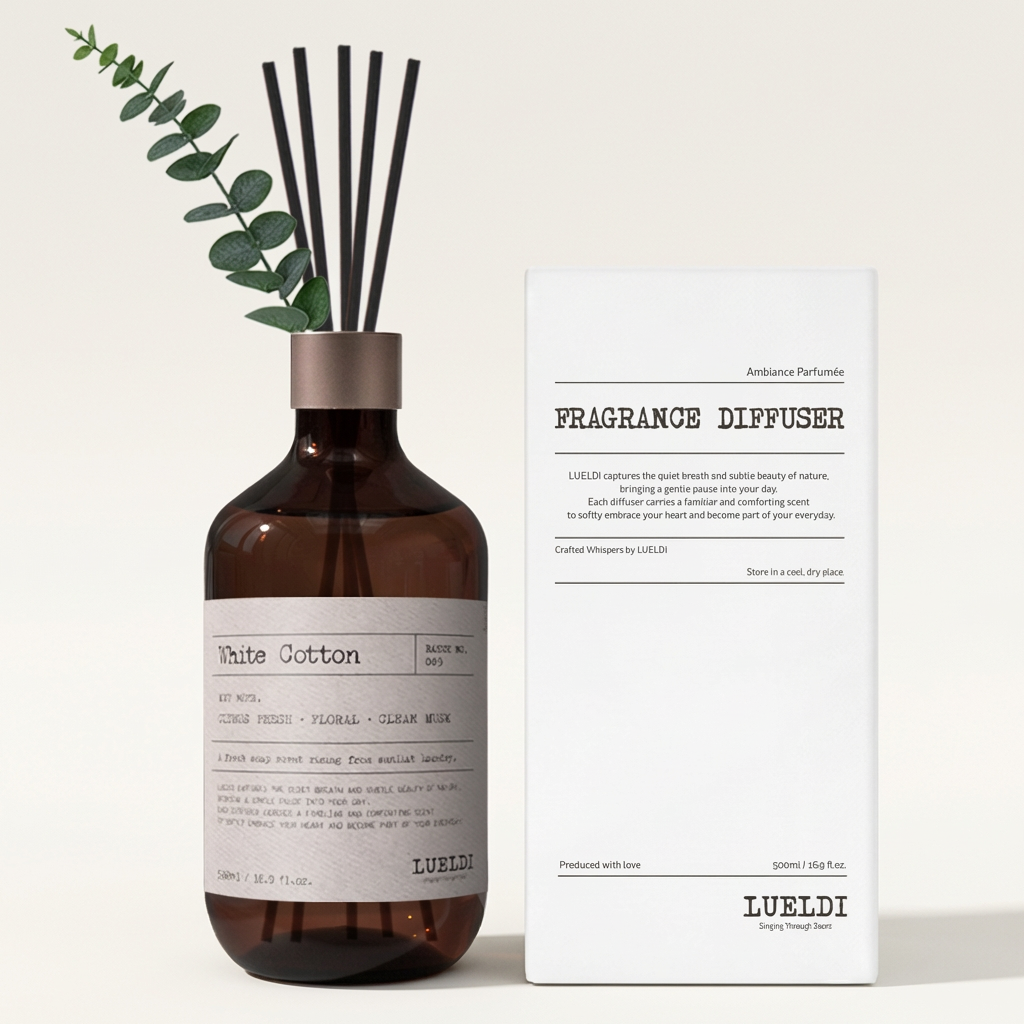루엘디 프리미엄 대용량 퍼퓸 디퓨저, 화이트 코튼, 500ml, 1개