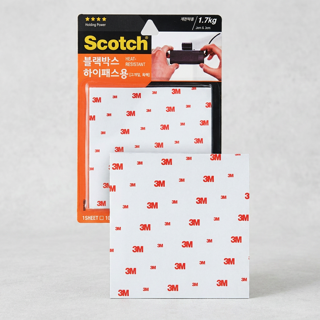 3M 강력 고내열 블랙박스 하이패스용 폼 양면테이프, 블랙, 10x10cm, 1개