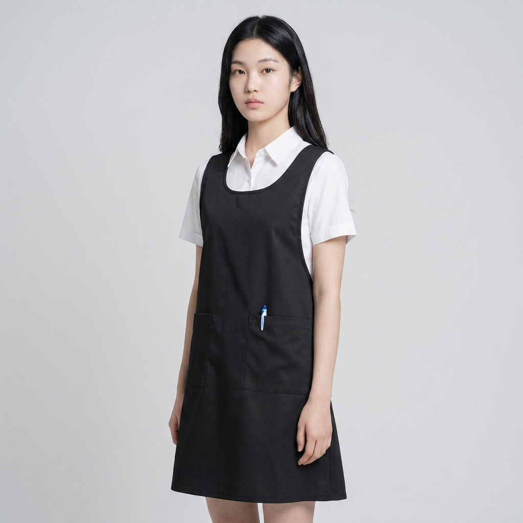 포그니 원피스 앞치마, 검정, XL, 1개