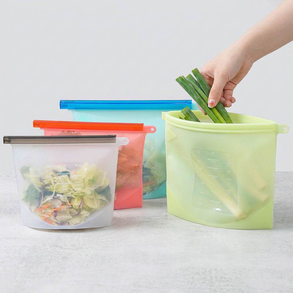 인블룸 실리콘 지퍼백, 블루, 1500ml, 4개, 1개