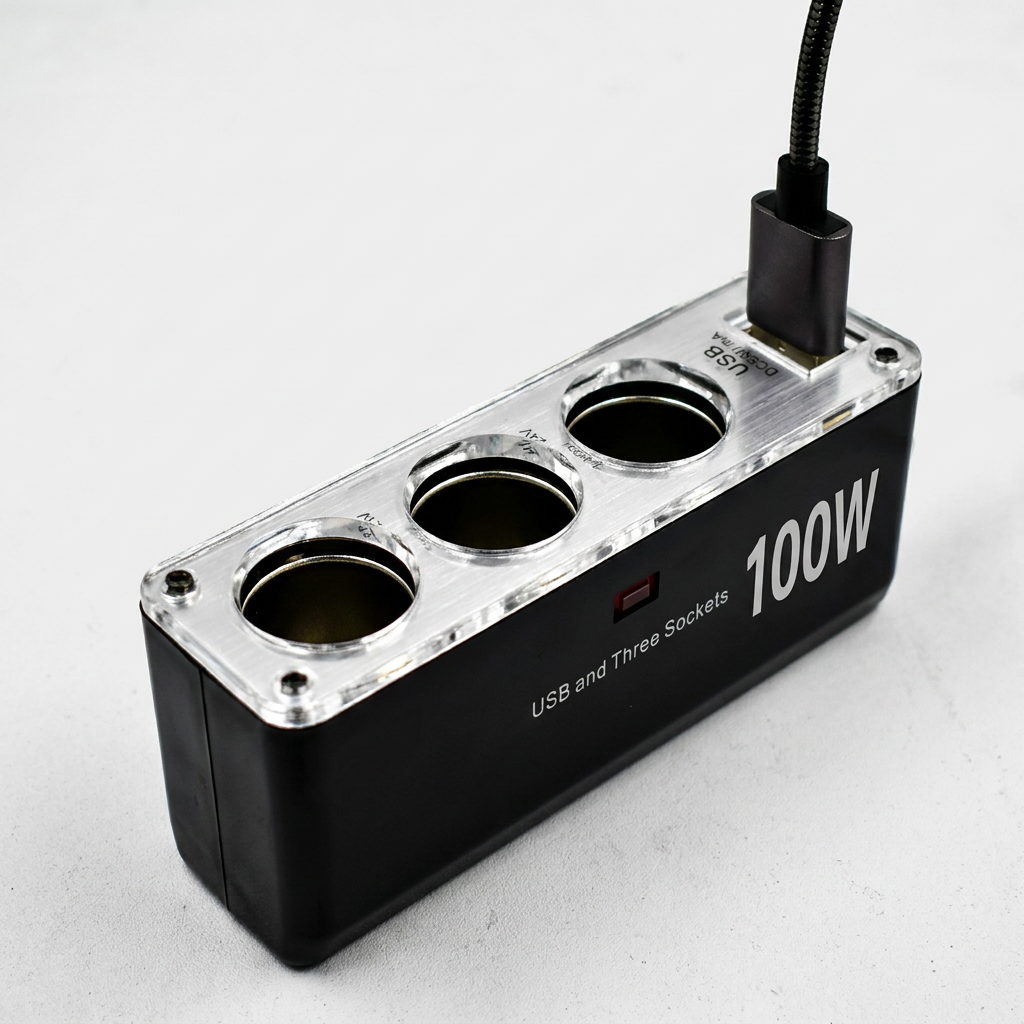 Rozet 차량용 멀티 시거잭, RX-6800, 3구 소켓 2구 USB, 블랙, 1개