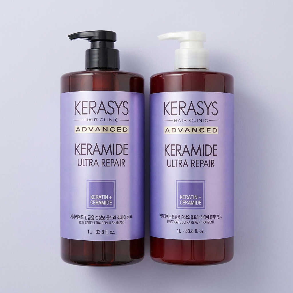 케라시스 케라마이드 반곱슬 손상모 샴푸 트리트먼트, 샴푸 1L + 트리트먼트 1L
