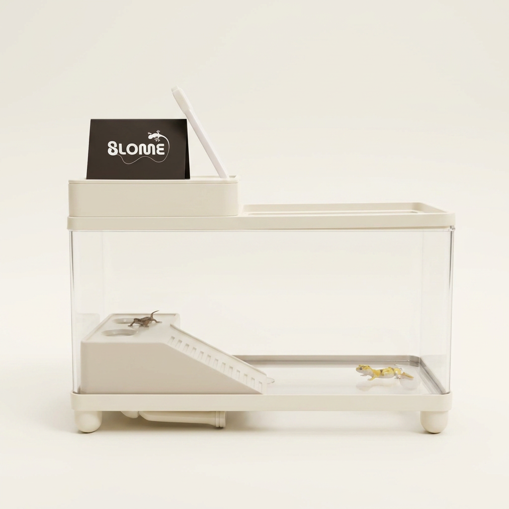 블로메 게코 도마뱀 사육장 세트, 크림 화이트, 1세트