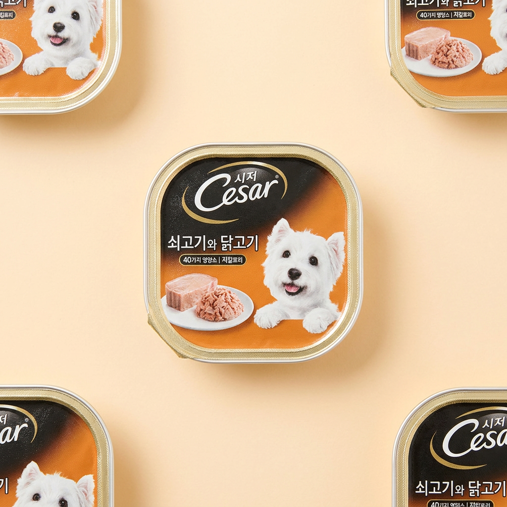 시저 주식캔, 강아지, 쇠고기와 닭고기, 100g, 24개입, 1개