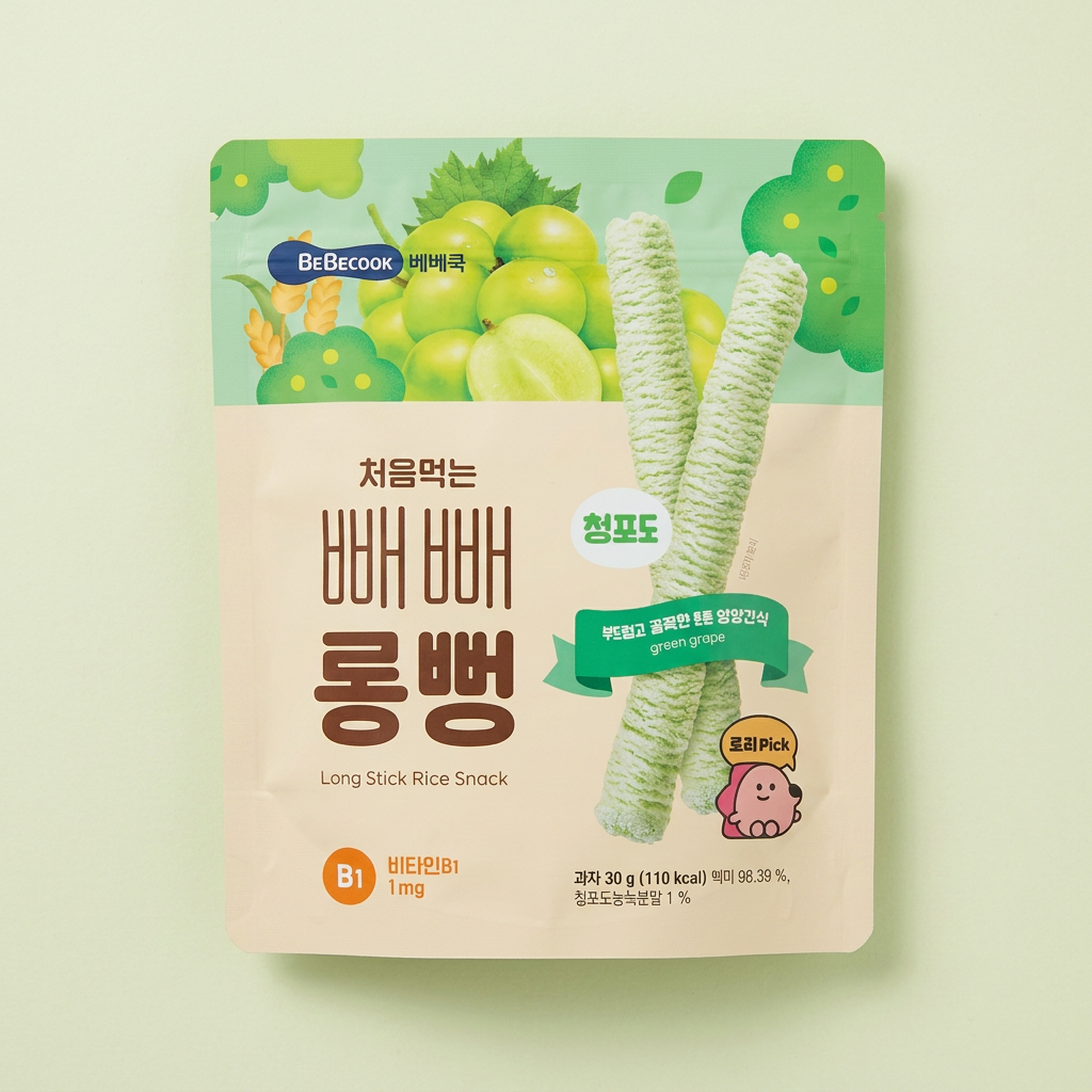 베베쿡 처음먹는 빼빼롱뻥, 청포도, 30g, 8개