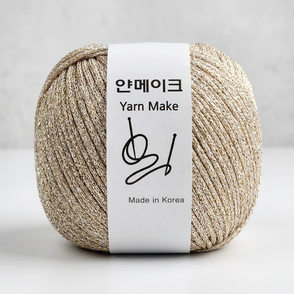 얀메이크 그리고 메탈 튜브 뜨개실, 골드, 70g, 1개
