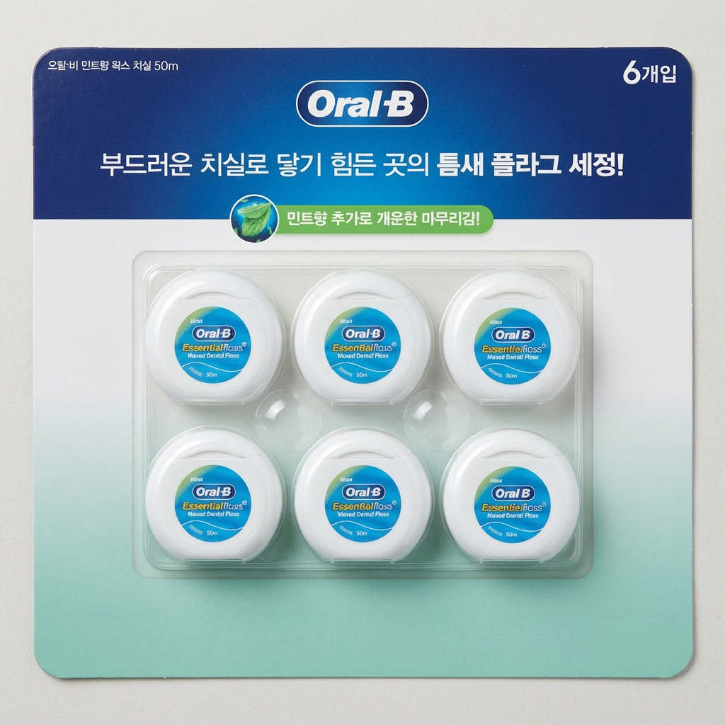 오랄비 치실, 민트향, 50m, 6개, 1세트