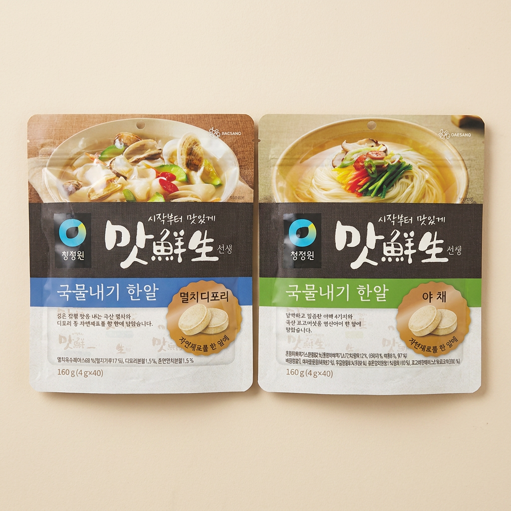 청정원 맛선생 국물내기 한알, 멸치 4g 40알 1봉 + 야채 4g 40알 1봉, 2봉