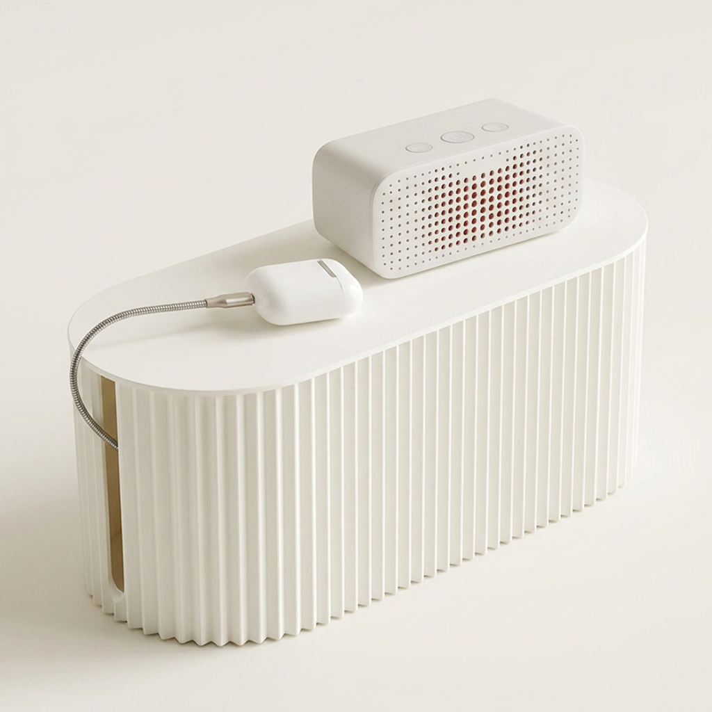 멀티탭 거치대 커버형 정리함, 카키, 가로31cm, 1개