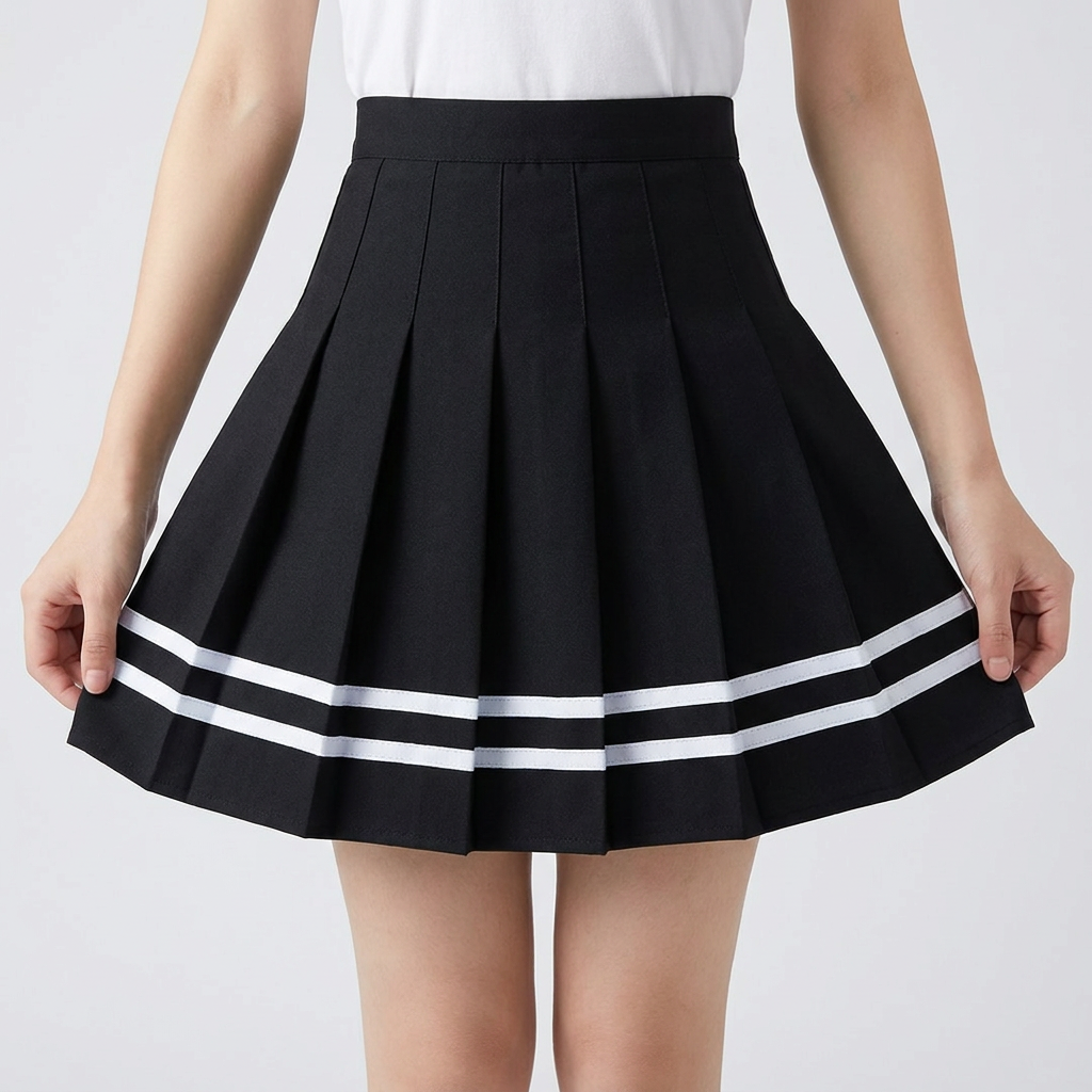 여성 테니스치마 A라인 밴딩 골프스커트, 블랙, 2XL