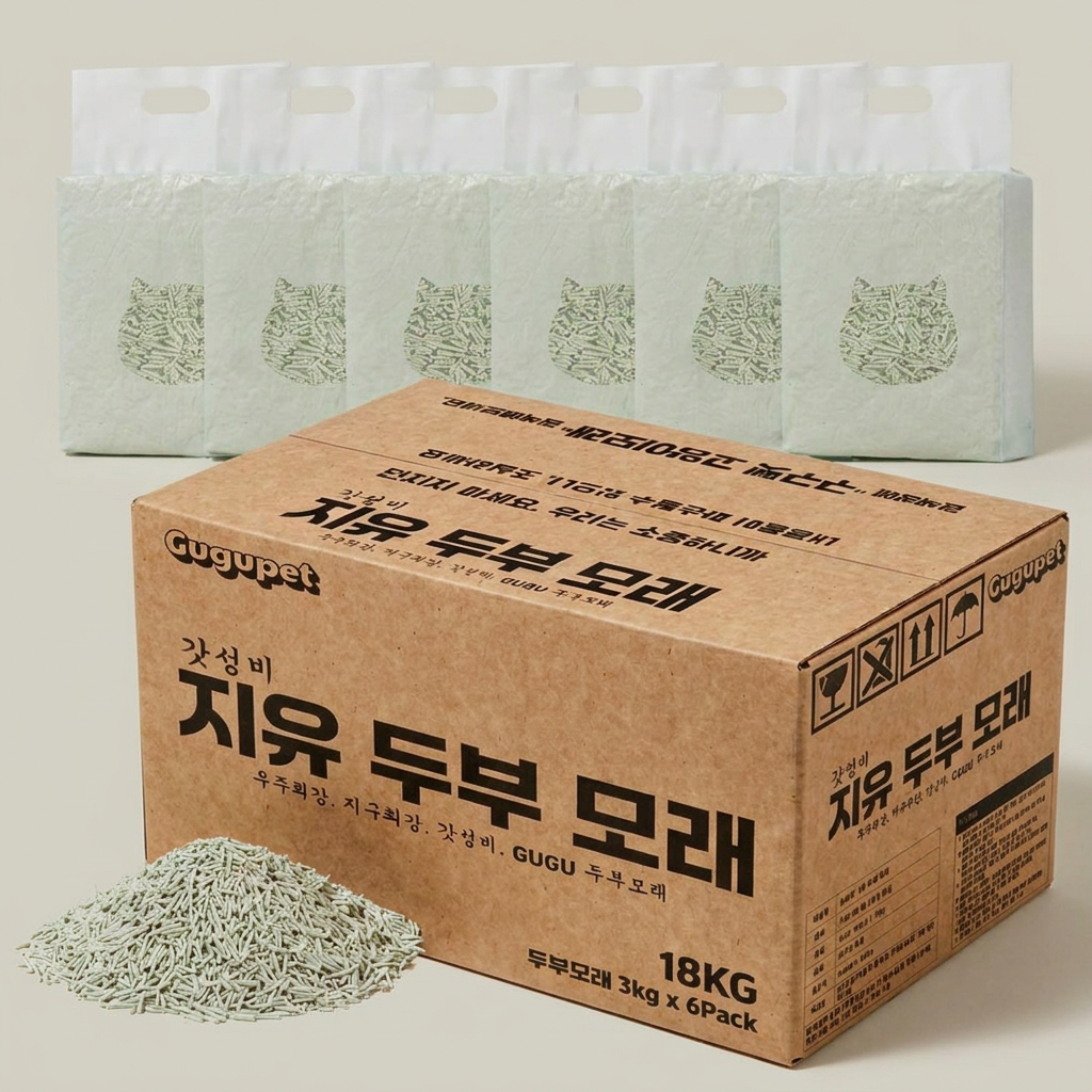 구구펫 두부 모래, 녹차, 8L, 6개