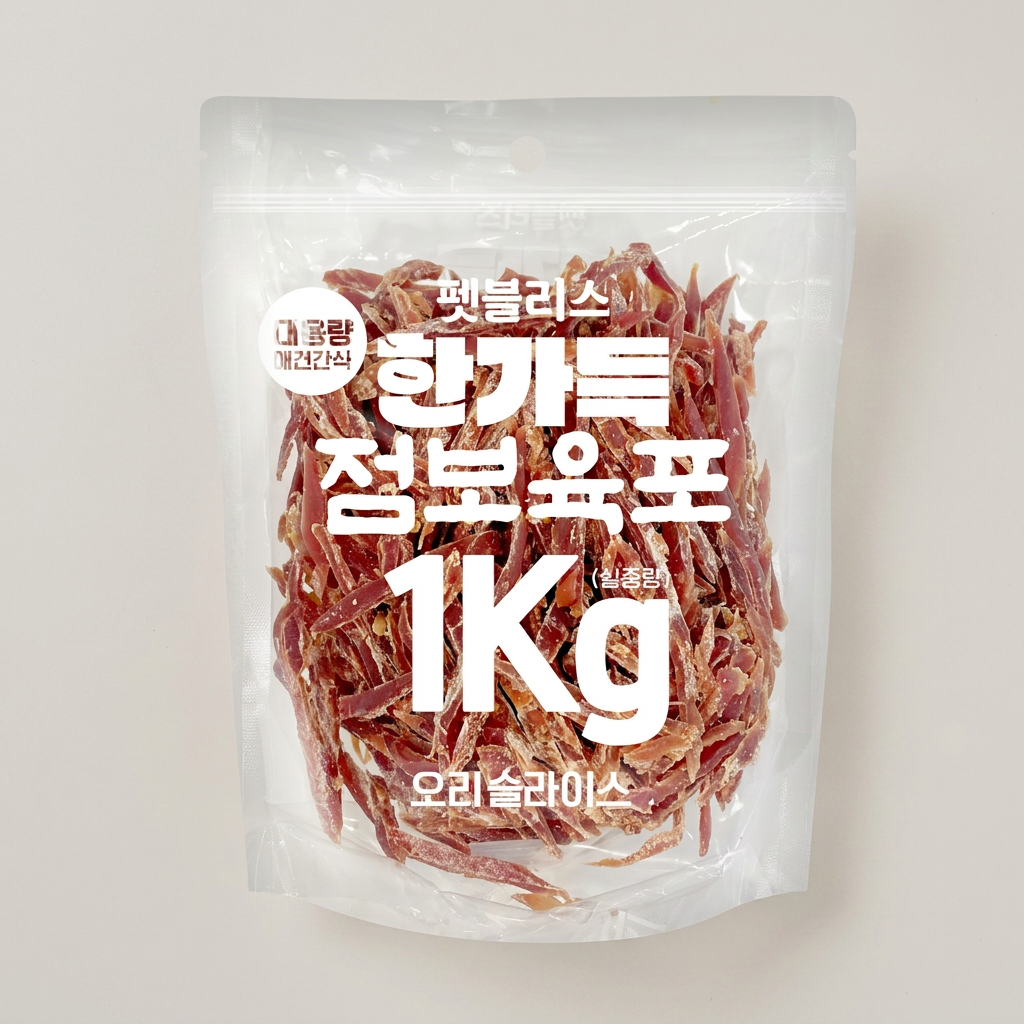 펫블리스 한가득 점보육포 오리슬라이스, 1kg, 1개