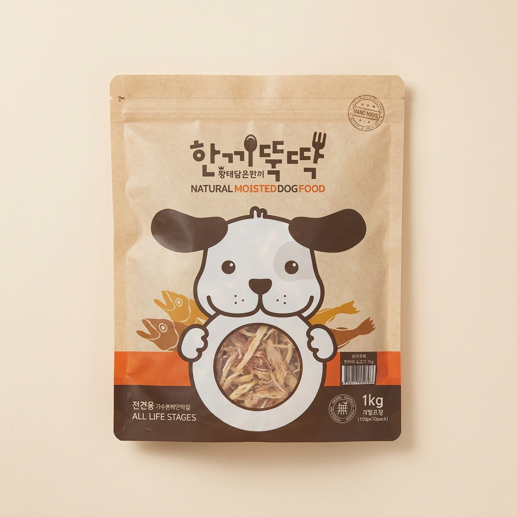 한끼뚝딱 소프트 강아지 사료, 오리, 1kg, 1봉