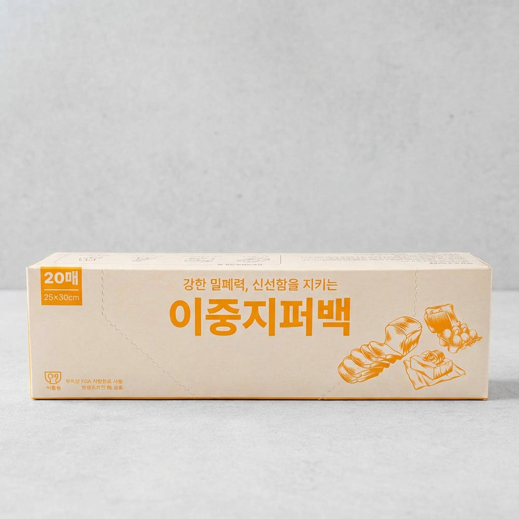똑똑한 생활습관 이중지퍼백, 대, 25x30cm, 20매, 2개