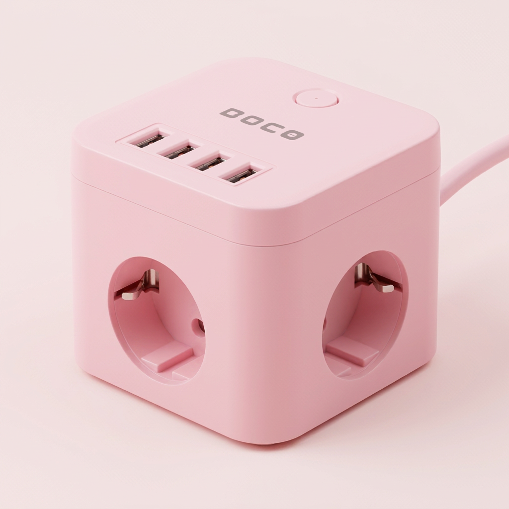 보코 USB 큐브 멀티탭, 핑크, 2m, 1개