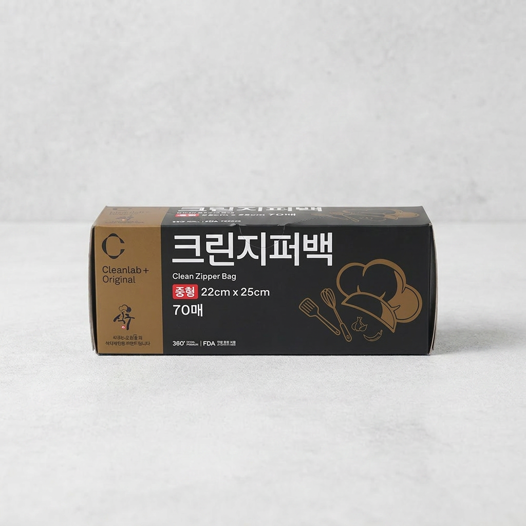크린랩 크린지퍼백, 중, 70매, 1개