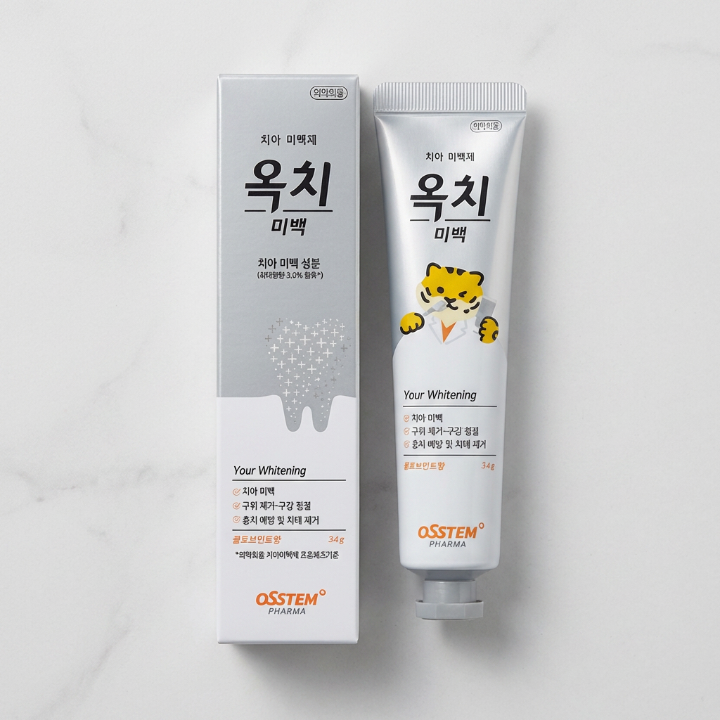 오스템 옥치 치아 미백치약, 클로브민트향, 34g, 1개