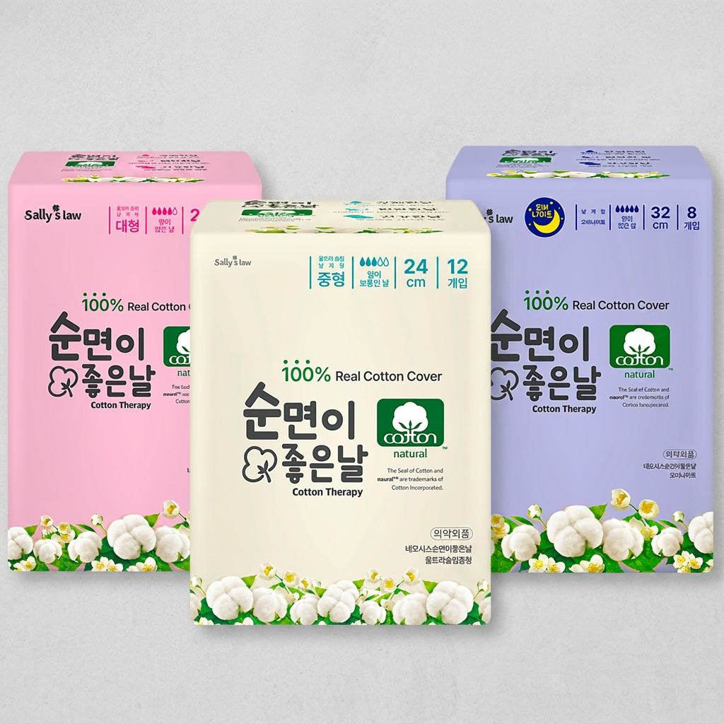 샐리의법칙 순면이좋은날 생리대, 오버나이트, 8매, 7팩