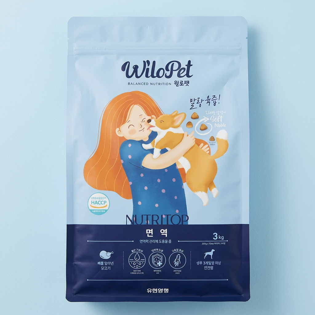 유한양행 윌로펫 뉴트리탑 면역 말랑육즙 소프트사료, 강아지, 닭, 3kg, 1개