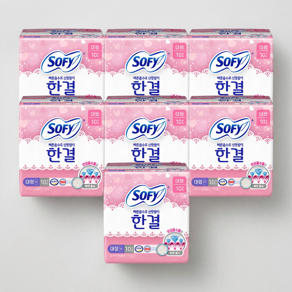 쏘피 한결 패드형 생리대, 대형, 10개입, 7팩