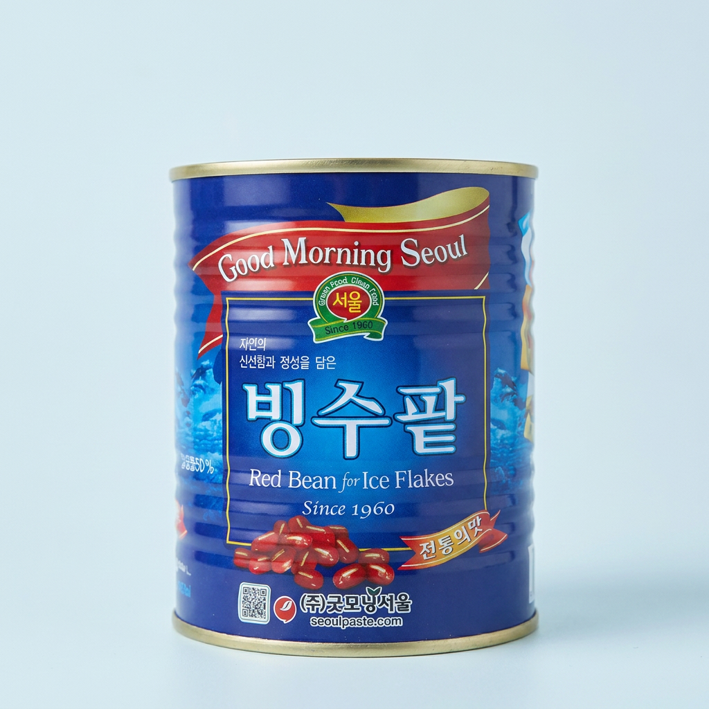 굿모닝서울 빙수팥, 통팥 알갱이가 살아있는, 원터치캔, 850g, 1개