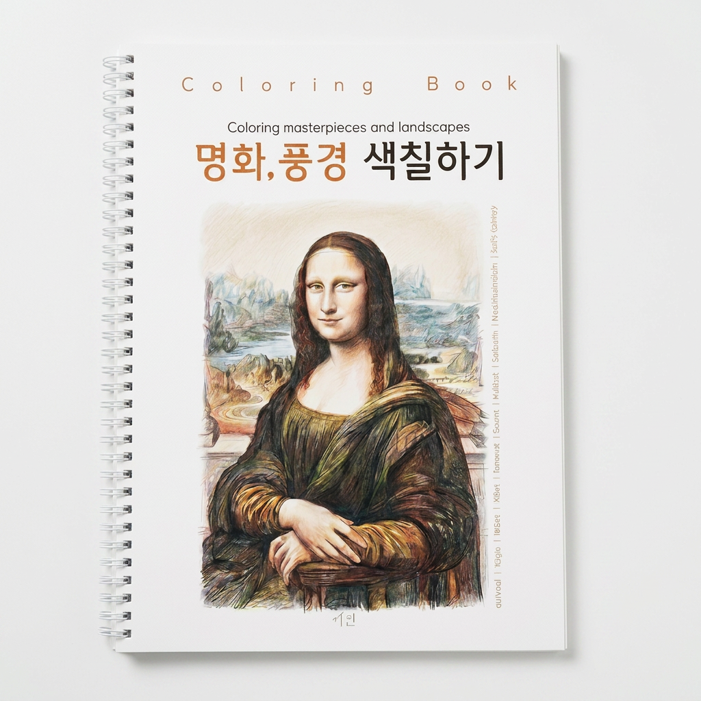 시선 컬러링북 어르신 색칠공부 도안 어른 시니어 노인 치매예방 명화 풍경 색칠하기, 1개