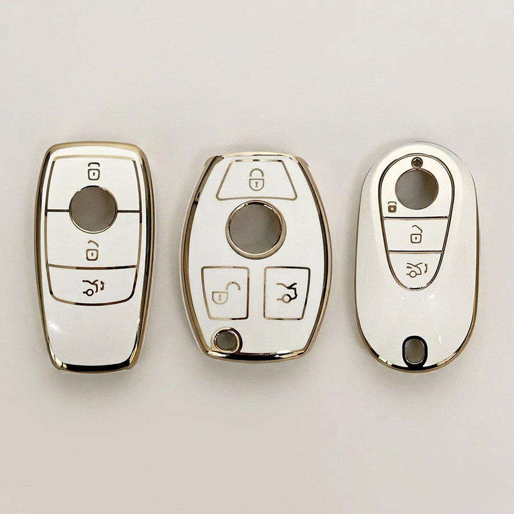 자동차 TPU 키케이스, 벤츠 C, 실버 화이트, 1개
