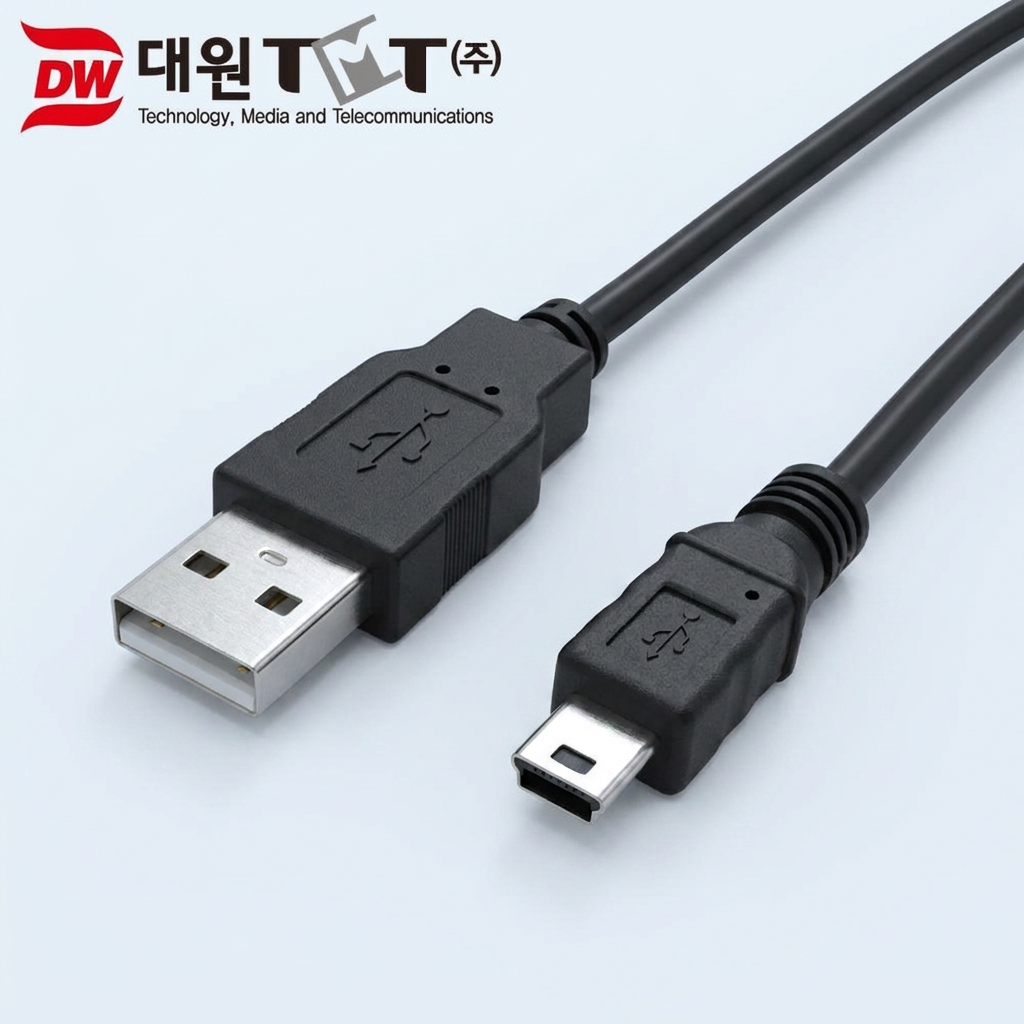 대원TMT USB 미니 5핀 케이블, 검정, 1m, 1개