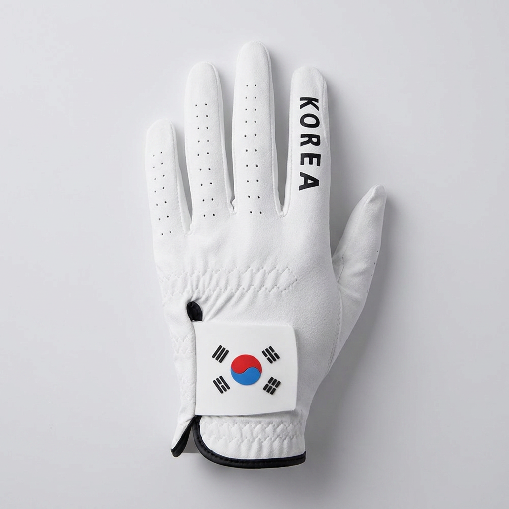 업셋 국가대표 태극기 스웨이드 기능성 골프장갑, 오른손 21호, 화이트, 4개