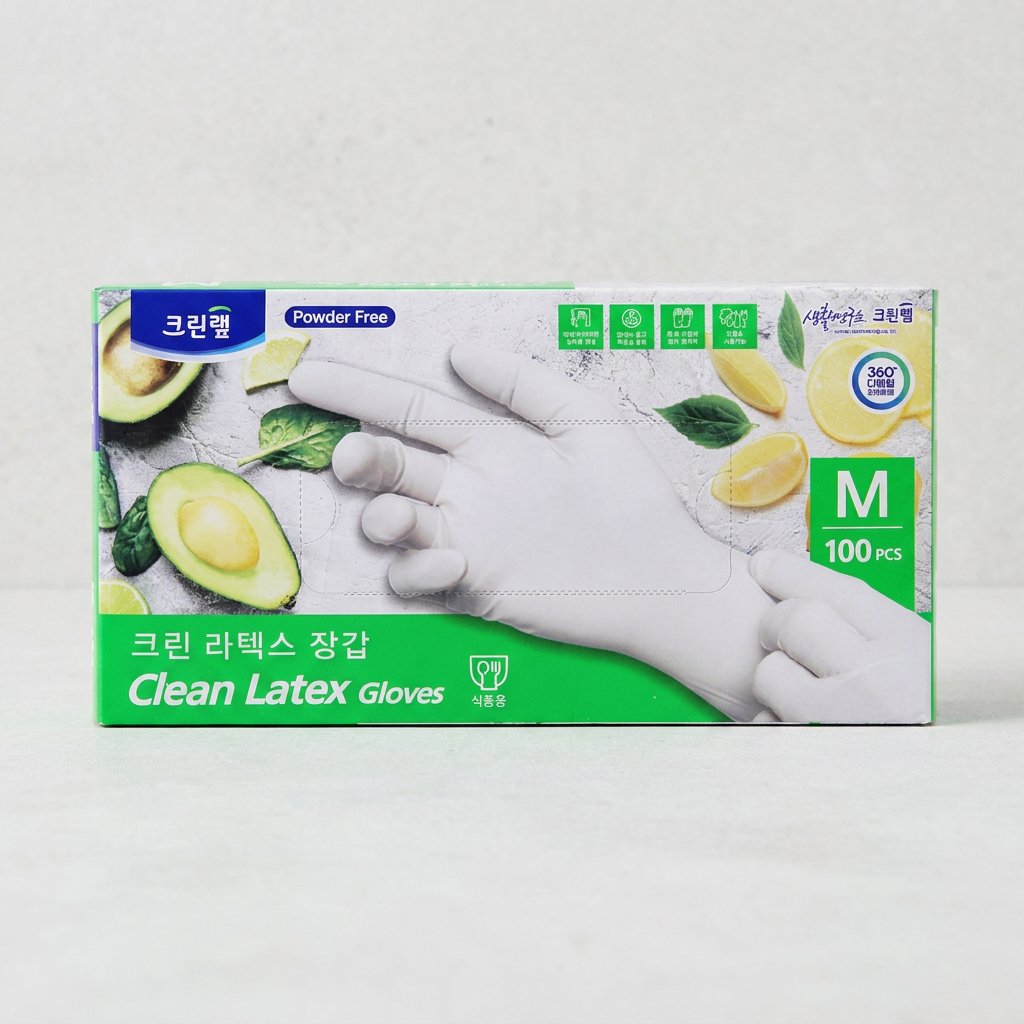 크린랲 크린 라텍스 장갑, M, 100매, 1개