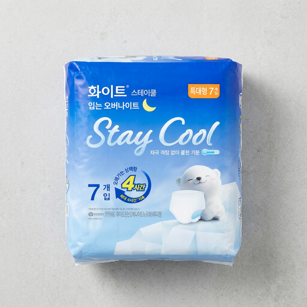 화이트 스테이쿨, 입는 오버나이트, 특대형, 7개입, 2팩