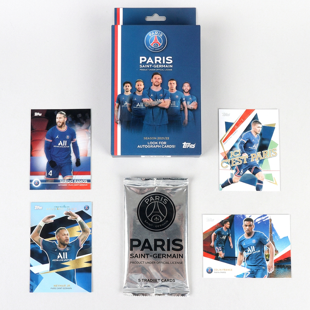 탑스 2021-22 PSG 파리생제르망 축구카드, 30개입, 6팩, 1박스