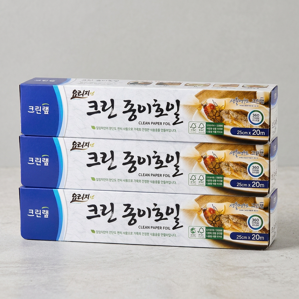 크린랩 크린 종이호일, 25cm, 20m, 3개, 1개