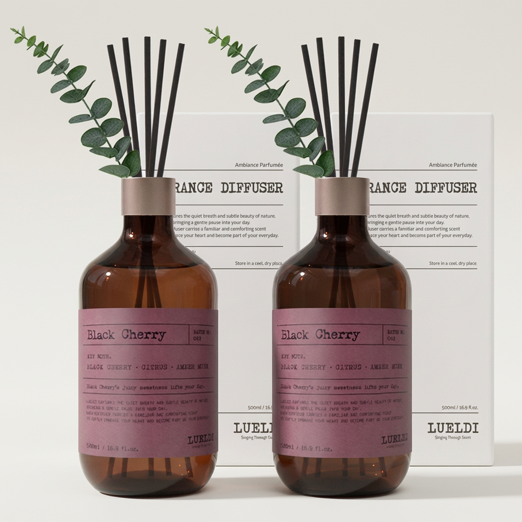 루엘디 프리미엄 대용량 퍼퓸 디퓨저, 블랙 체리, 500ml, 2개