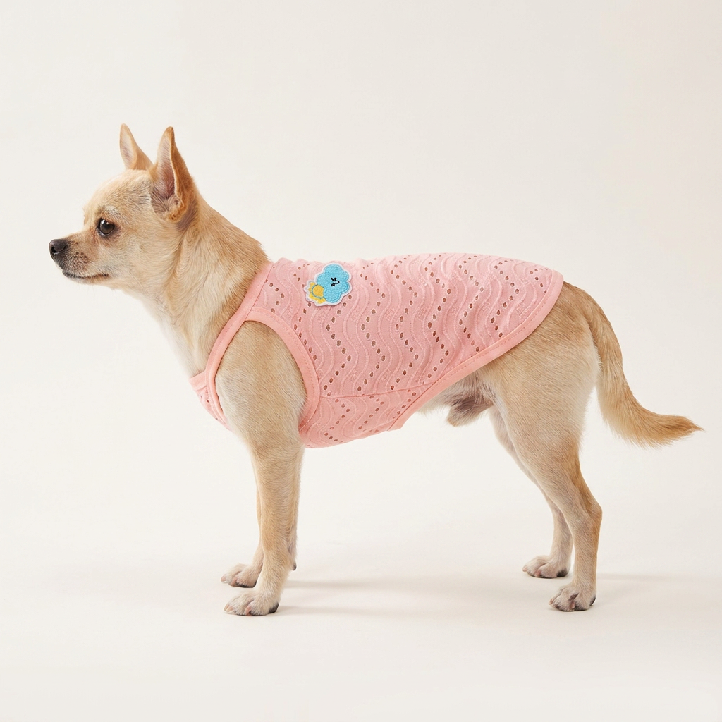 냥슬아치 고양이 강아지 옷 크레파스나시 민소매 애견, 블루, M, 1개