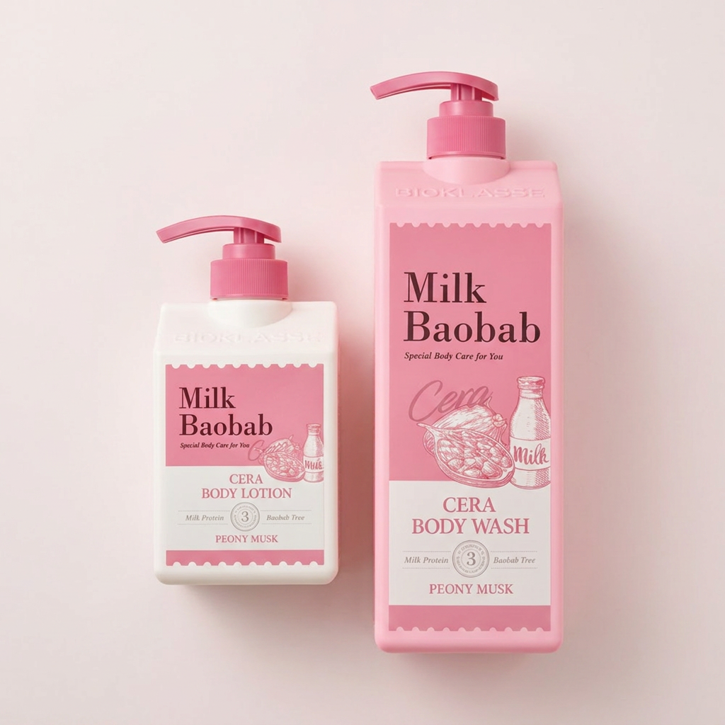 밀크바오밥 세라 바디워시 피오니머스크, 바디워시+바디로션, 1200ml, 600ml, 1세트