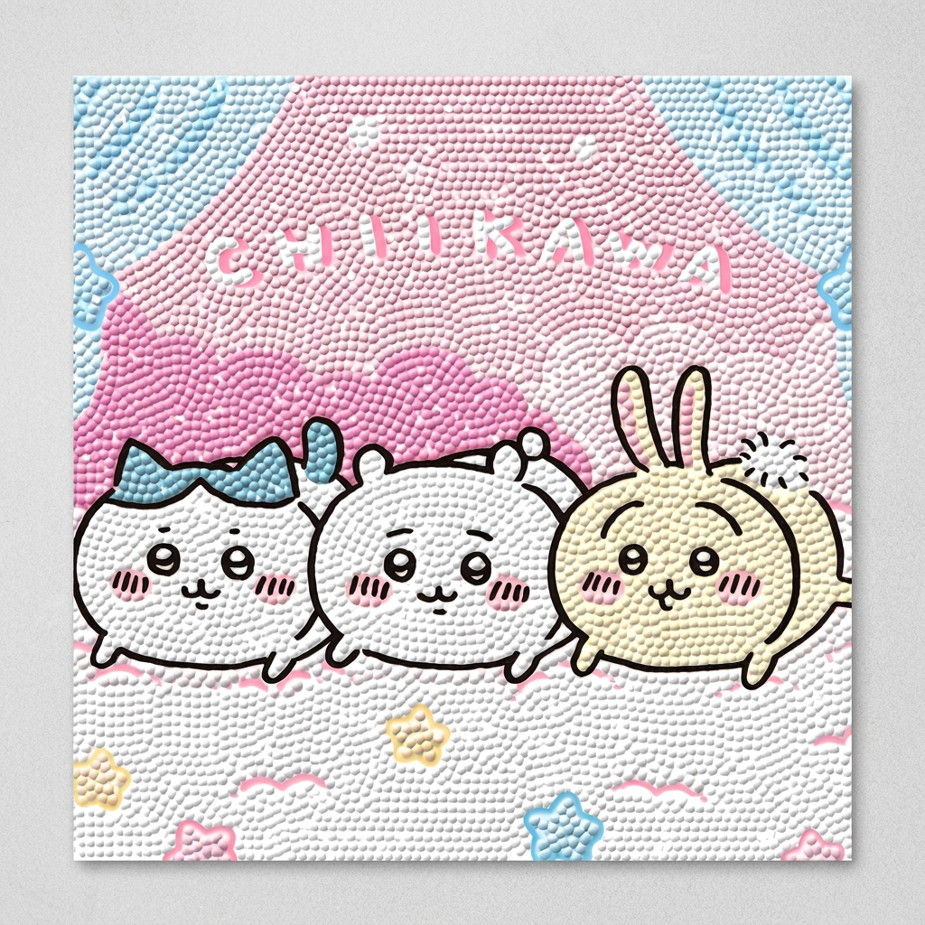 치이카와 캔버스 보석십자수 먼작귀솜사탕 1P 도안, 단일색상, 1개