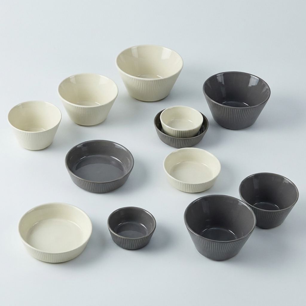 비스카 마이키친 페페 도자기 홈세트, 크림화이트+다크그레이, 1세트, 14P